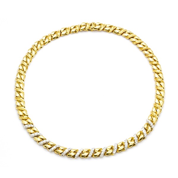 18K Diamond Curb Link Necklace